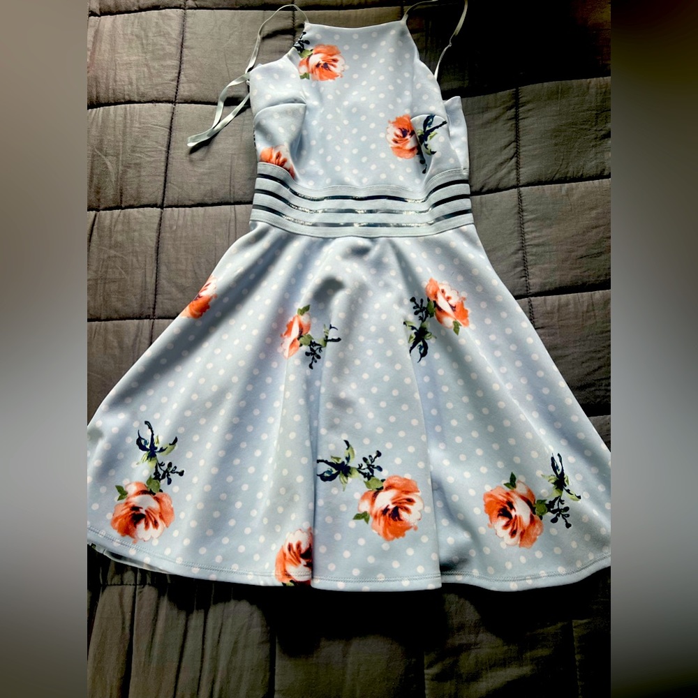City Studio Floral/Polka Dot Winter Formal dress